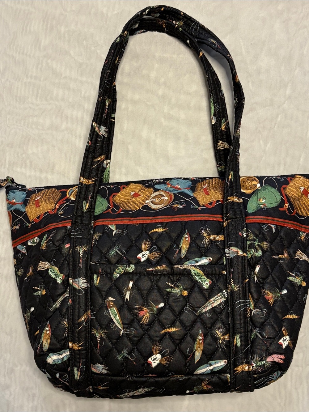 VTG Vera Bradley Lures Fly Fishing Quilted Tote Bag Rare 90s Pristine - Picture 4 of 10